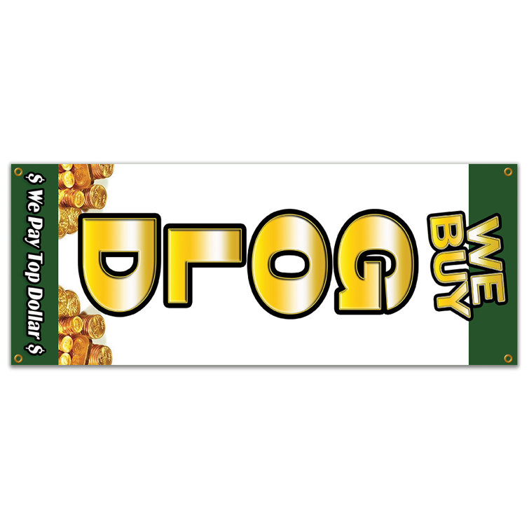 SignMission WE BUY GOLD VERTICAL 1 BANNER SIGN Pawn Jewellery Store